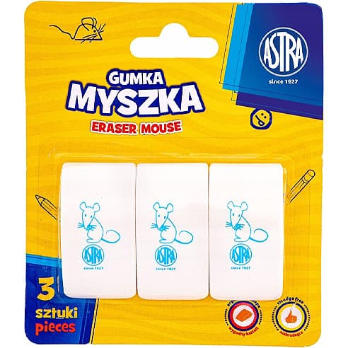 Gumka do ścierania MYSZKA blister (3 sztuki) 403022009 ASTRA