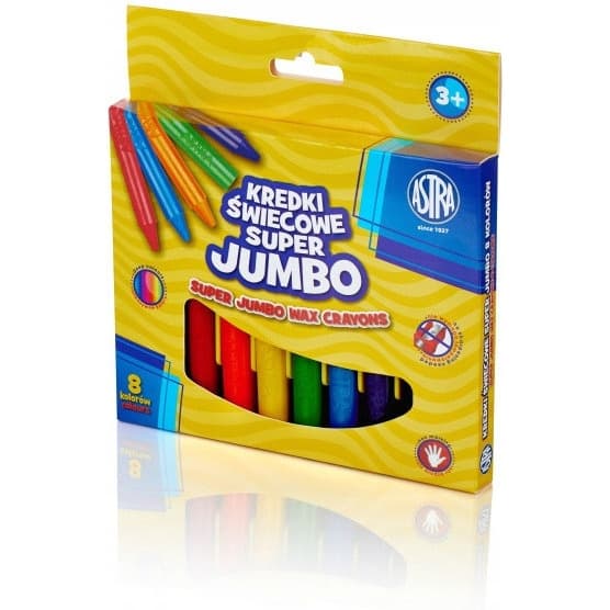 Kredki świecowe szkolne Super JUMBO grube okrągłe 8 kolorów 316118002 ASTRA