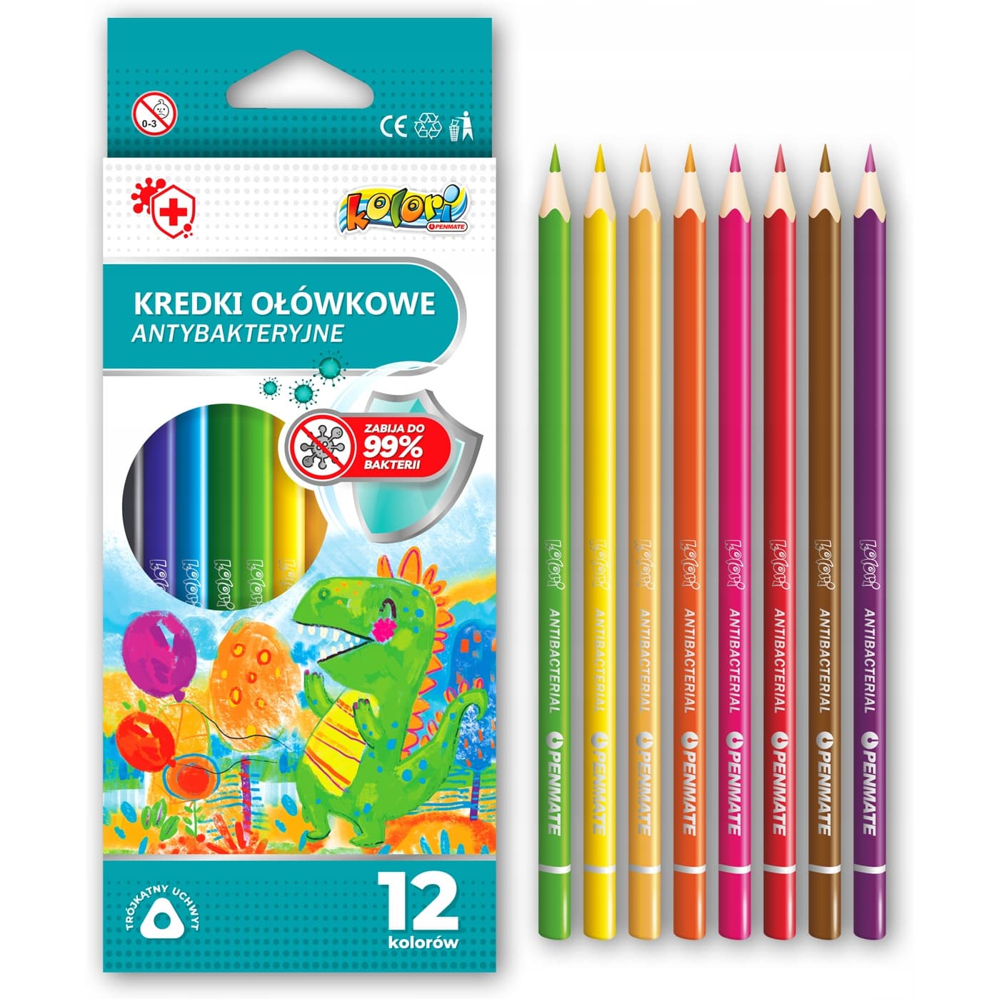 Kredki ołówkowe 12kol antybakteryjne Kolori Premium TT8227 PENMATE