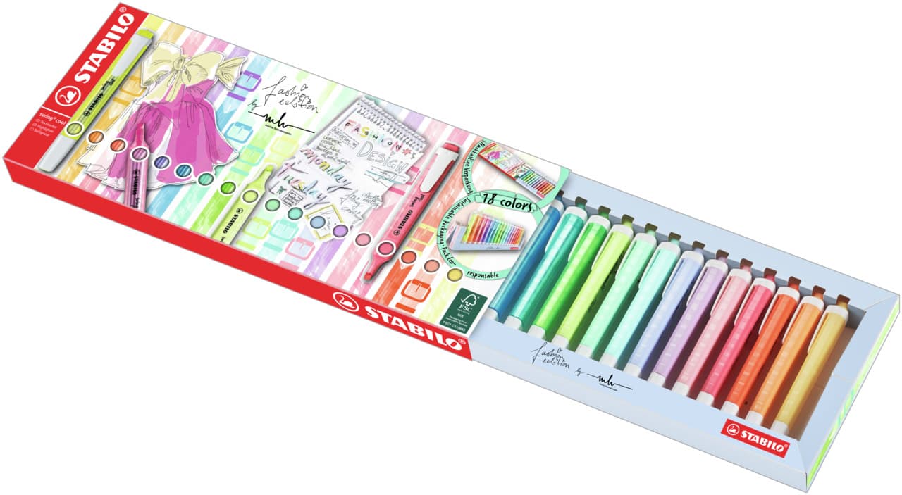 Zakreślacz STABILO SWING COOL pastel 18szt. podstawka na biurko 275/18-02