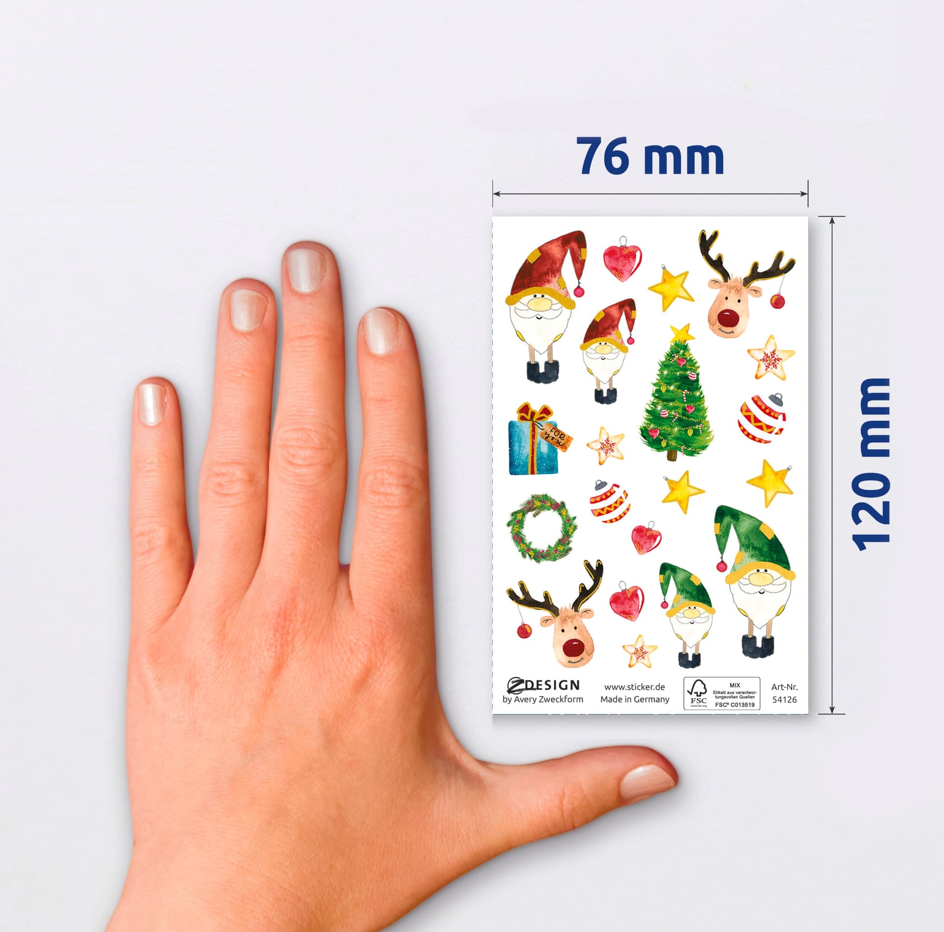 Naklejki papierowe z tłoczeniami - świąteczne motywy Z-Design 54126 AVERY ZWECKFORM