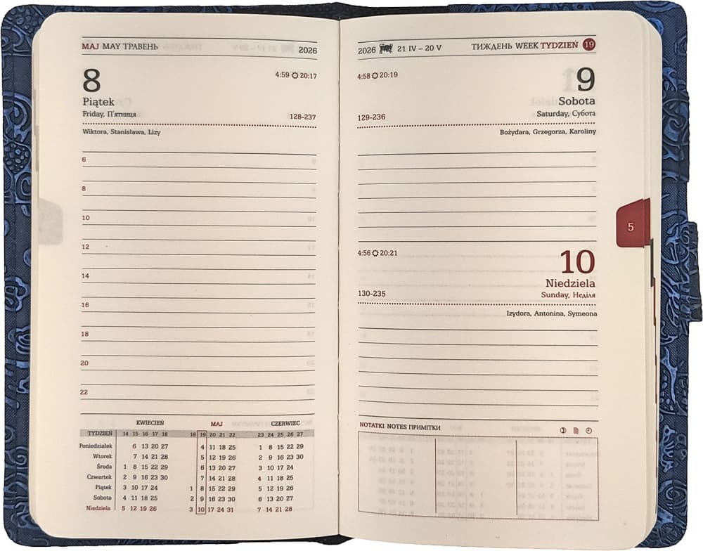 Kalendarz B6 dzienny z zapięciem 2026 krokodyl czerwony 0405-0933-05 Panta Plast