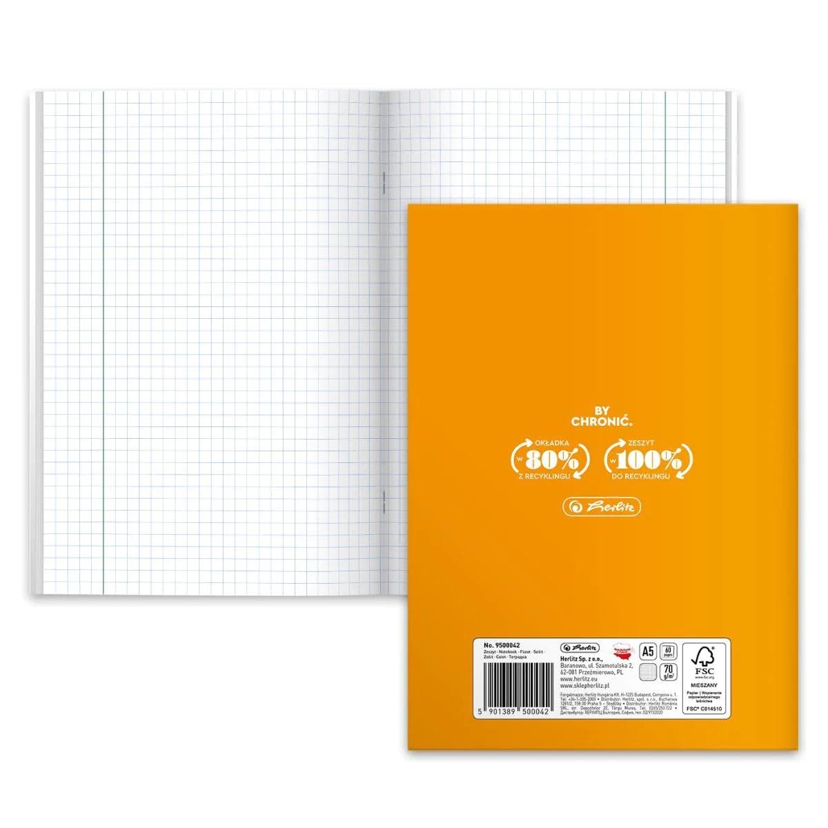 Zeszyt szkolny przedmiotowy A5 60 kartek w kratkę 70g GEOGRAFIA 400198100 HERLITZ