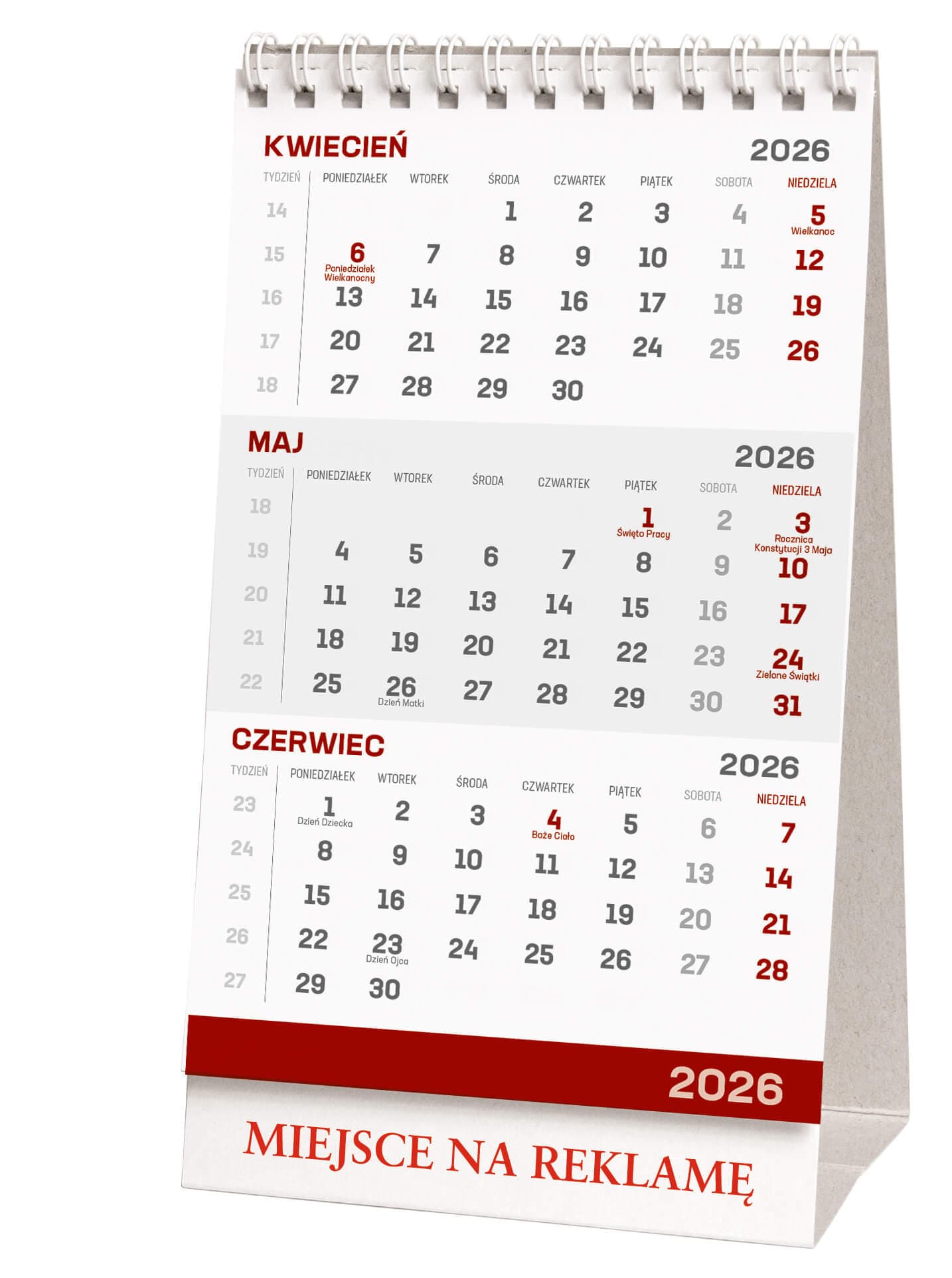 Kalendarz stojący trójdzielny 2026 KB038B Wokół Nas