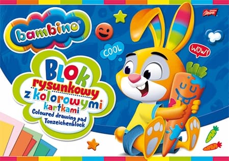 Blok rysunkowy A4 kolorowy 80g. 16kartek BAMBINO