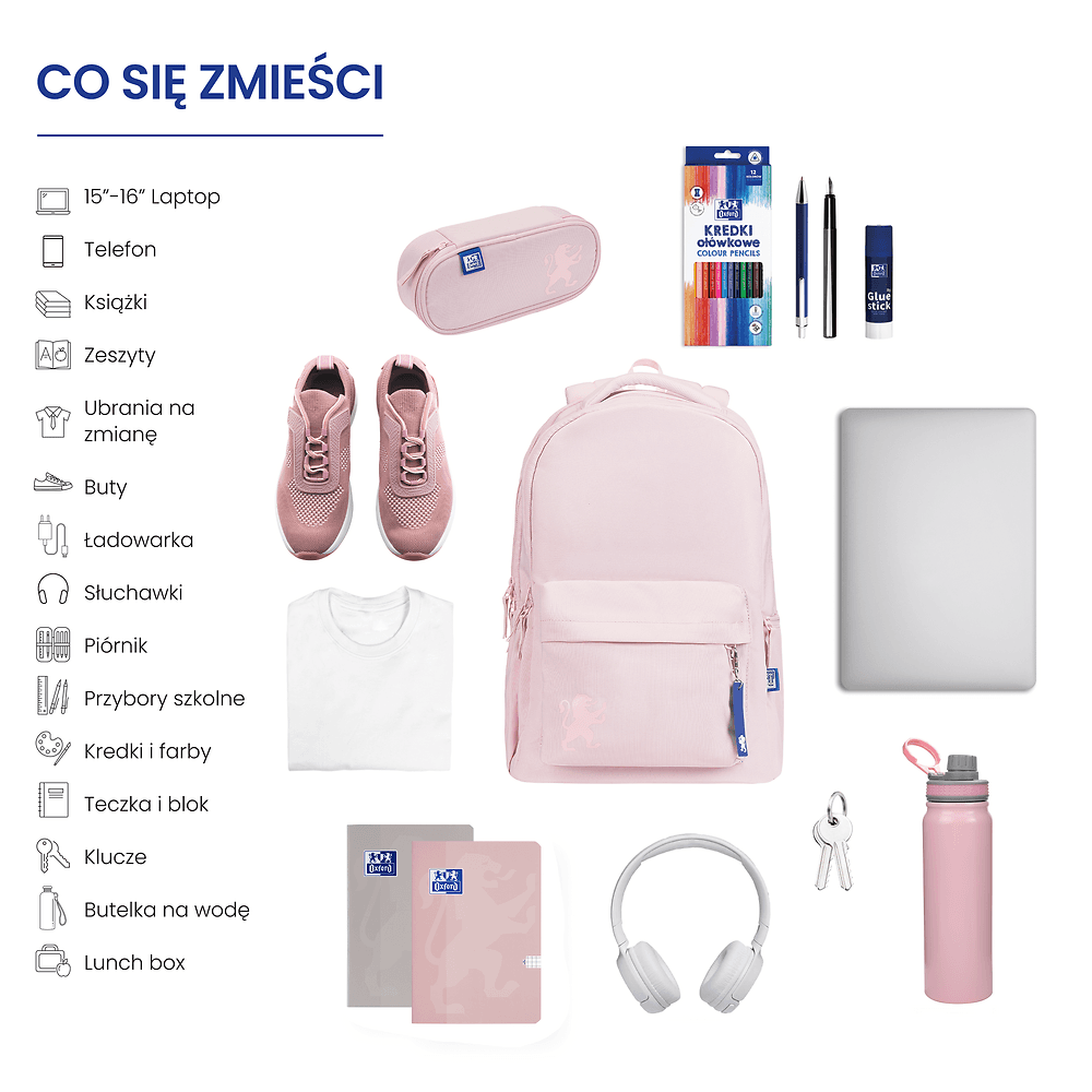Plecak szkolny różowy 400182153 OXFORD
