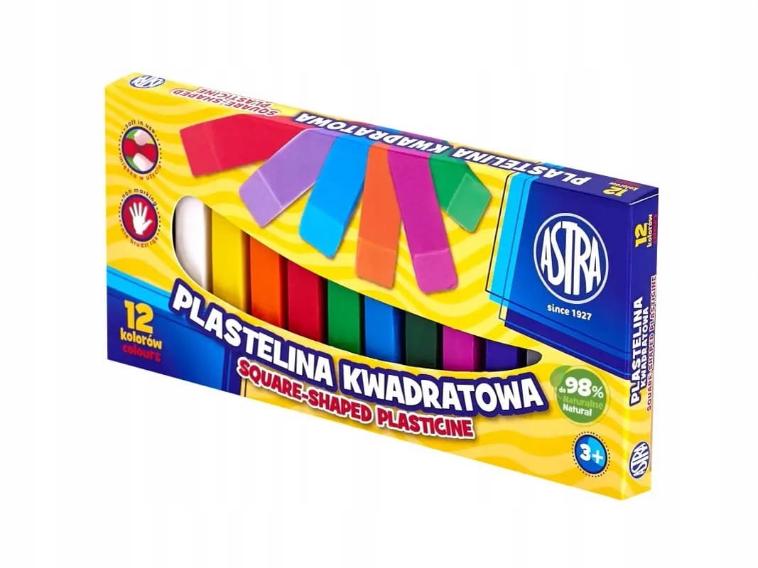 Plastelina dla dzieci kwadratowa 12 kolorów zestaw 83813908 ASTRA