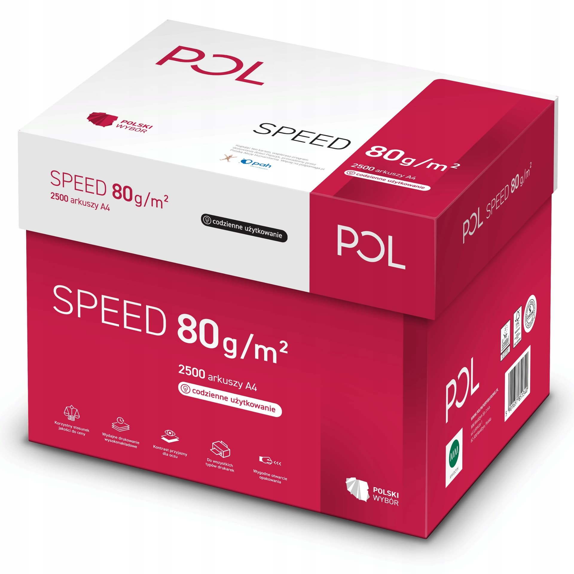 Papier ksero A4 80g POLSPEED (5 ryz) klasa C CIE 153 do drukarek i kopiarek