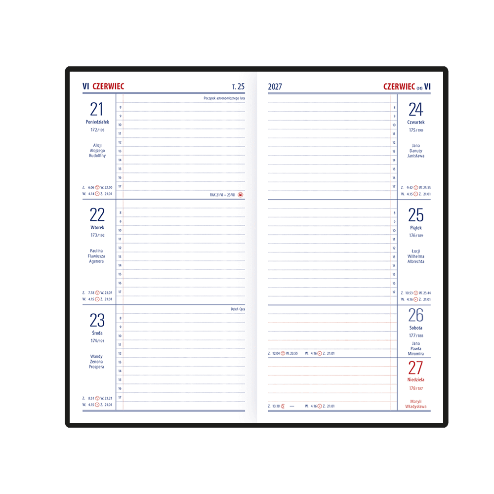 Kalendarz TENORIS notesowy N2 102x193mm 2027 TELEGRAPH