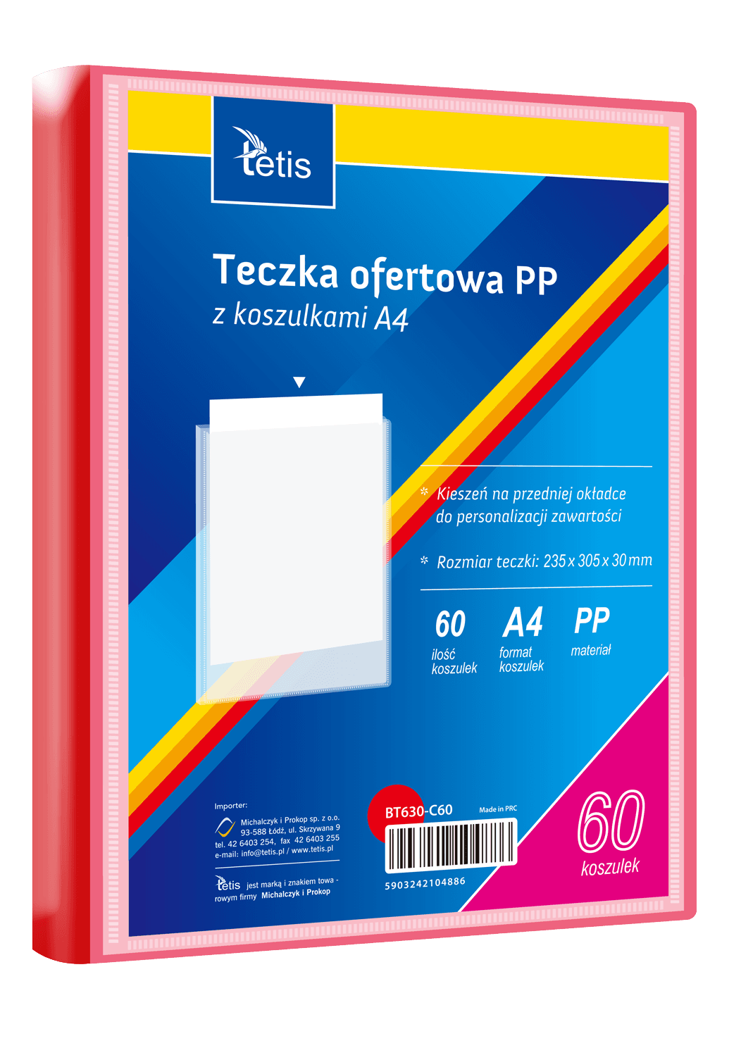 Teczka ofertowa A4 PP 60 koszulek CZERWONA BT630-C60 TETIS