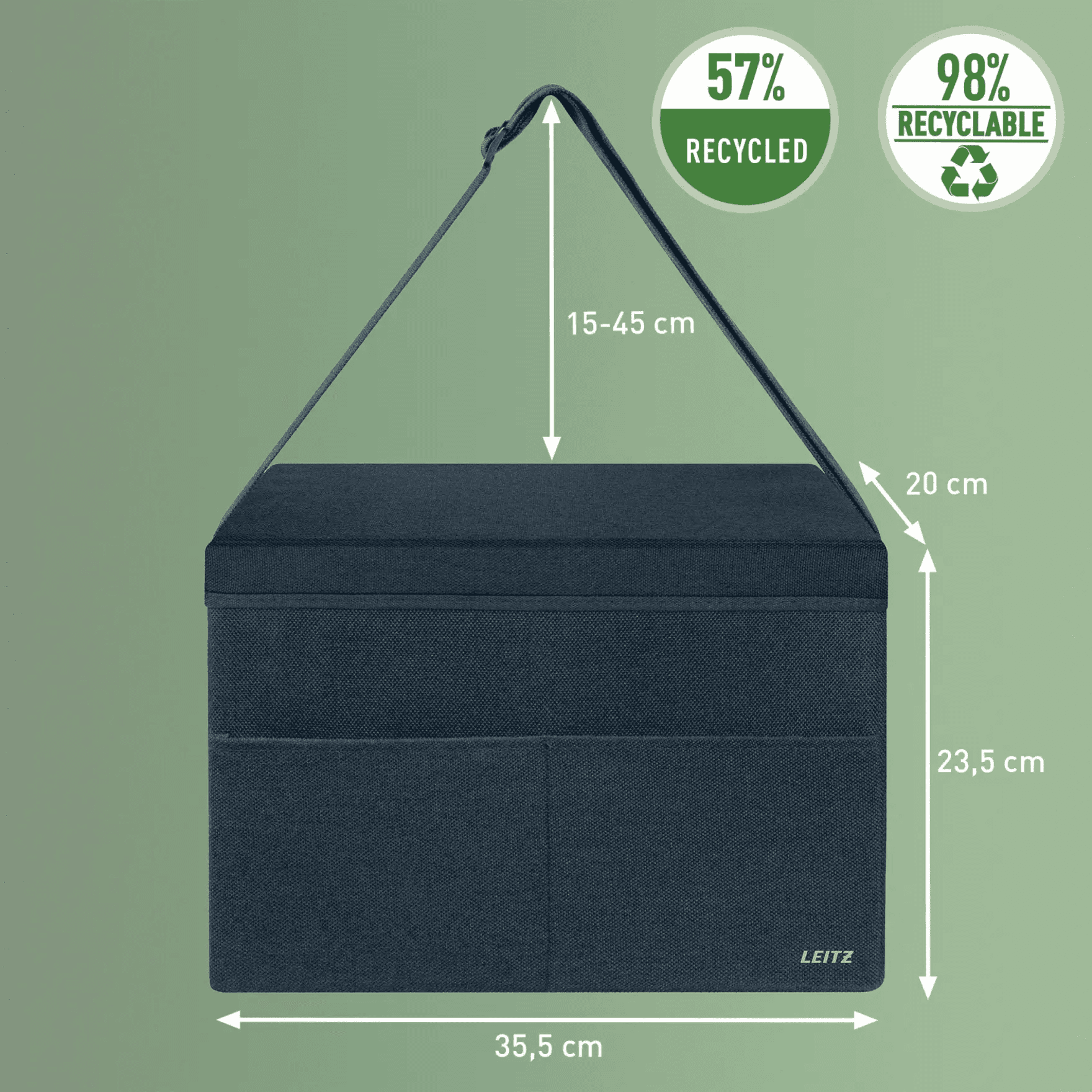 Torba kompaktowa na akcesoria Fabric z pokrywką ciemnoszara 67240089 LEITZ