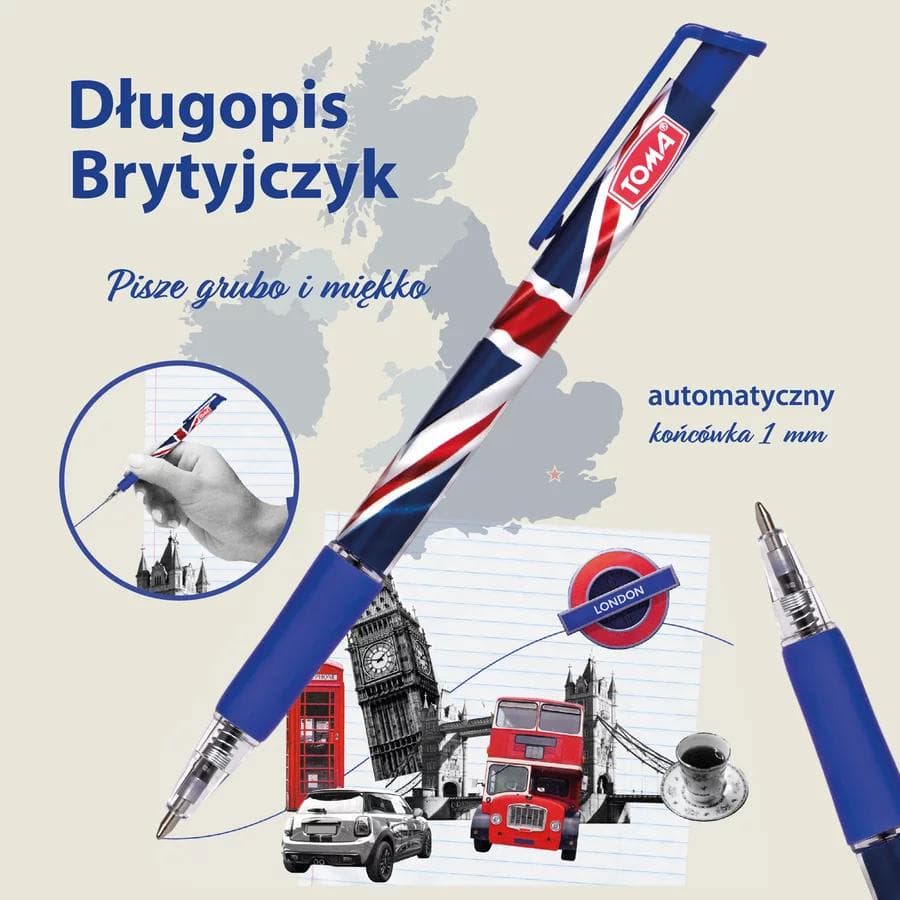 Długopis automatyczny Brytyjczyk niebieski TO-068 TOMA