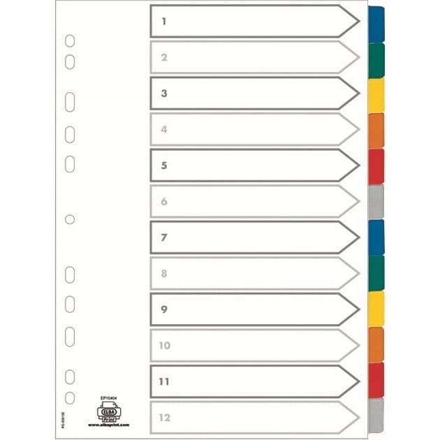 Przekładki kartonowe A4+ MYLAR 1-12 kolor 100204983 OXFORD