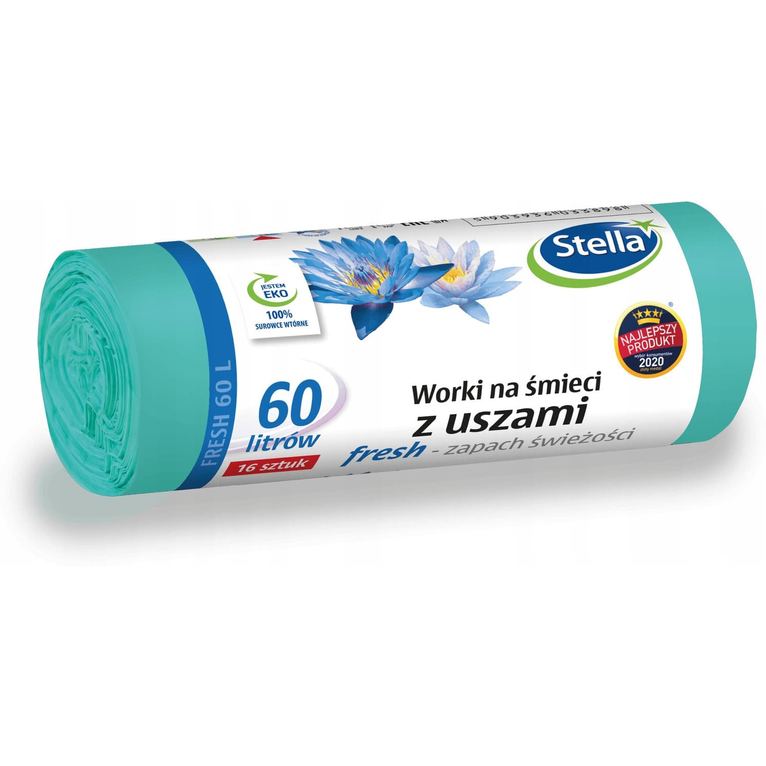 Worki na śmieci 60L z uszami wytrzymałe (16szt) zielone (LDPE) świeży zapach ST1-WNS-3898V1 STELLA