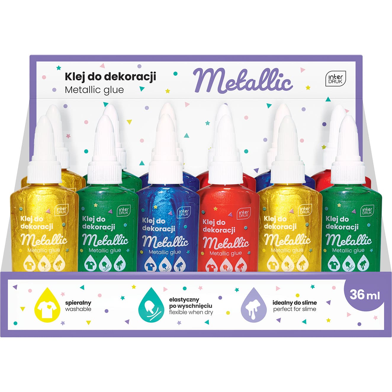Klej do dekoracji 70g METALLIC 12szt. INTERDRUK