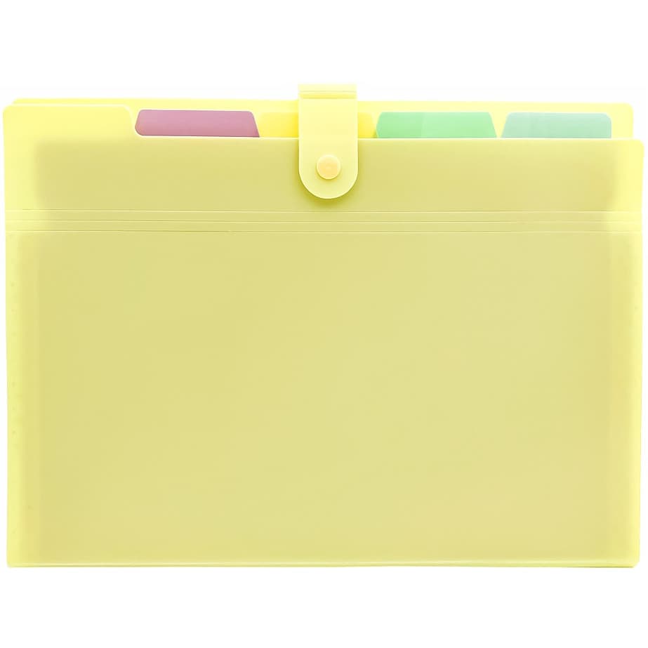 Teczka harmonijkowa A4 PP 5 przegródek pastel żółty THP-A4-03 BIURFOL
