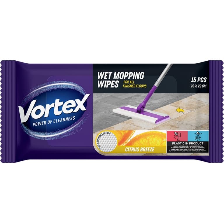 Chusteczki do mopowania podłóg na mokro CYTRUSOWA BRYZA 15szt. BS-VR-663549 VORTEX