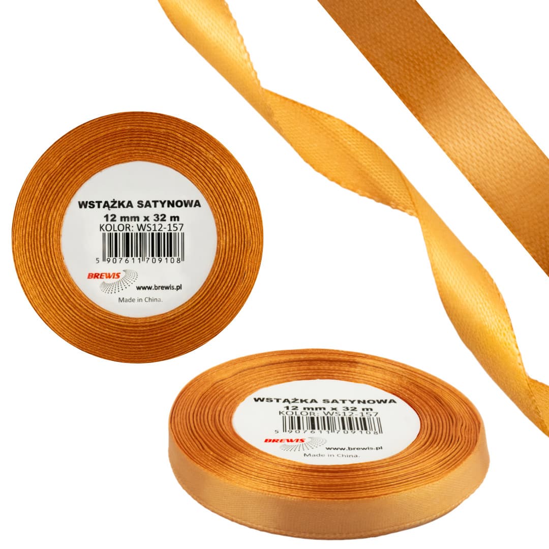 Wstążka satynowa 12mm/32m WS12-157 nagietkowy BREWIS