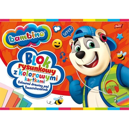 Blok rysunkowy A4 kolorowy 80g. 16kartek BAMBINO