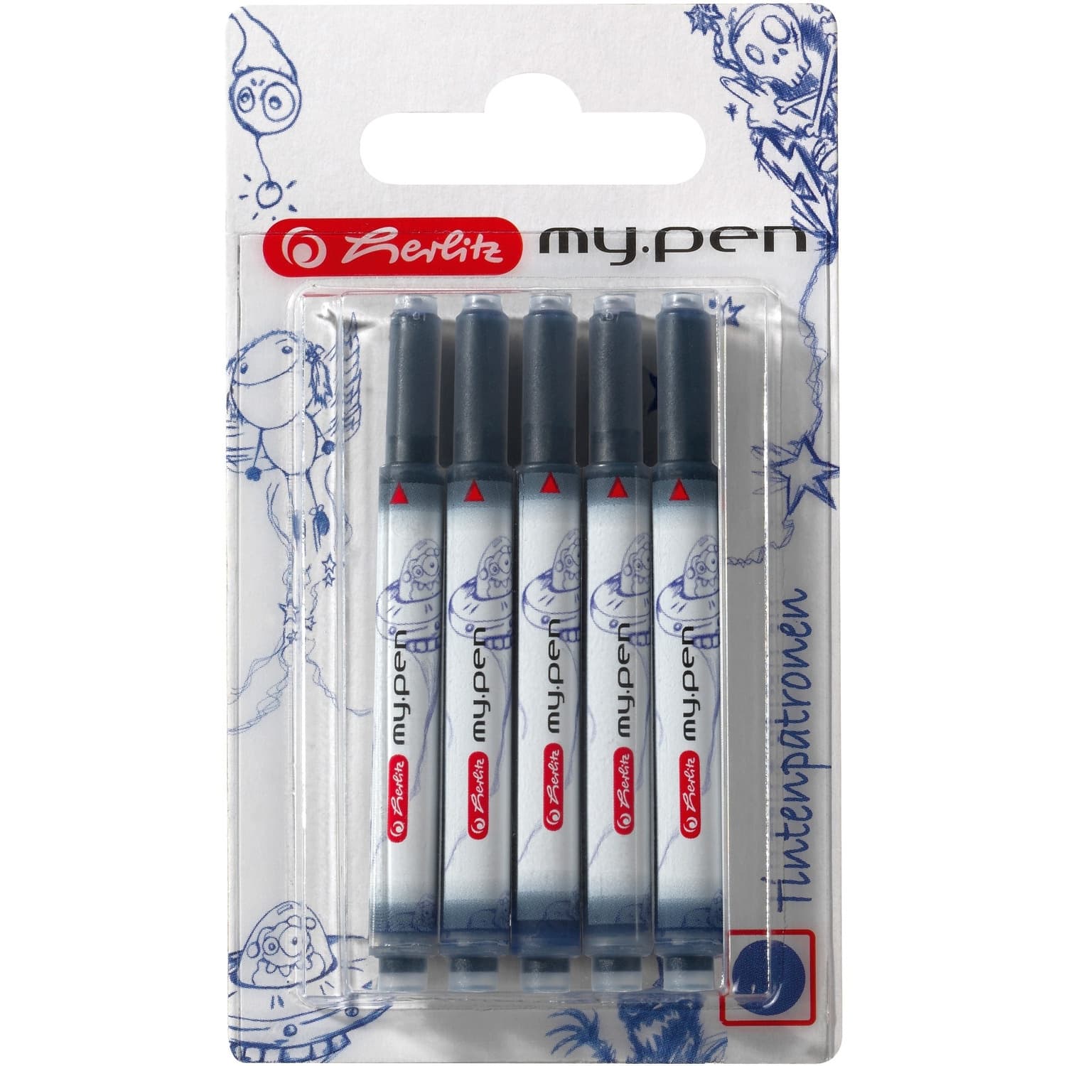 Naboje atramentowe MY.PEN długie 5 sztuk niebieskie 10999852 HERLITZ