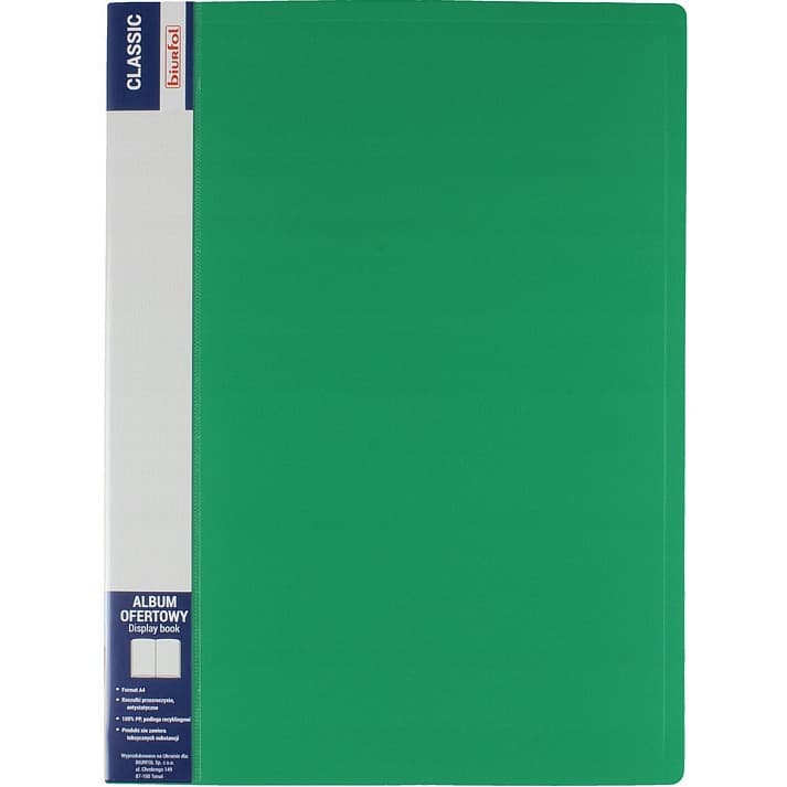 Album ofertowy na dokumenty 20 kieszeni CLASSIC zielony AOF-02-02 BIURFOL