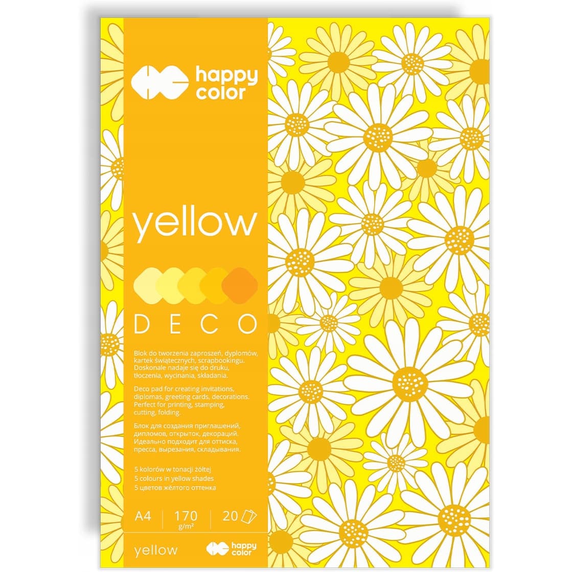 Blok A4 20k 170g 5 kolorów DECO YELLOW HA 3717 2030-012 HAPPY COLOR