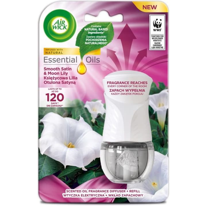 Odświeżacz AIR WICK elektryczny komplet 19ml Księżycowa Lilia Otulona Satyną