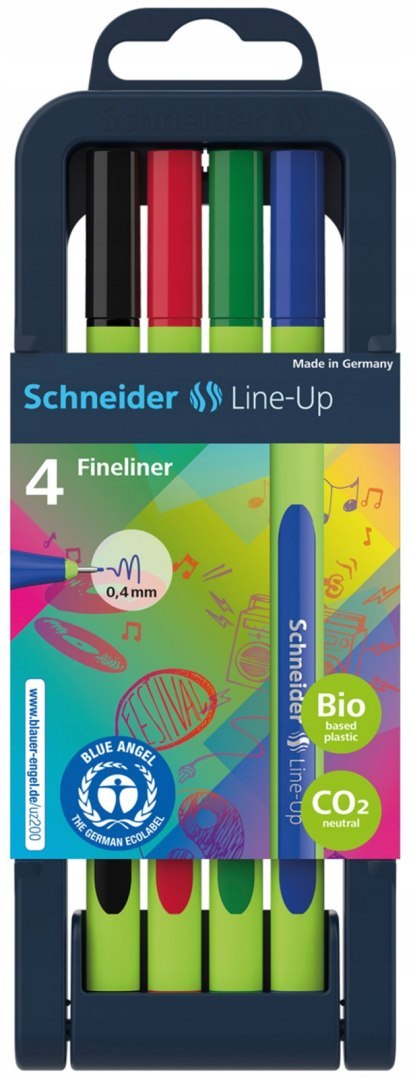 Cienkopisy SCHNEIDER LINE-UP 0,4mm 4 kolory w stojaku SR191094