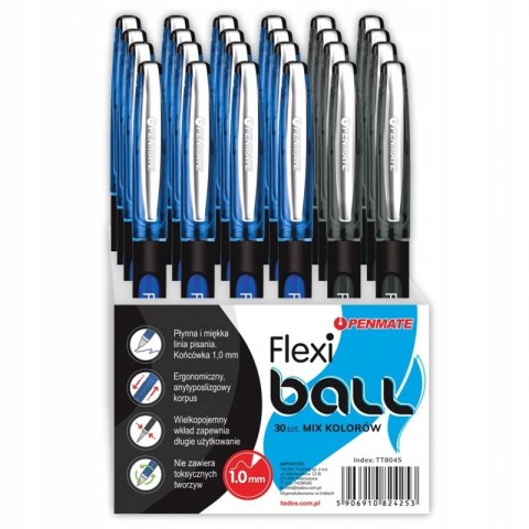 Długopis FLEXI BALL ze skuwką czarny 1,0mm PENMATE