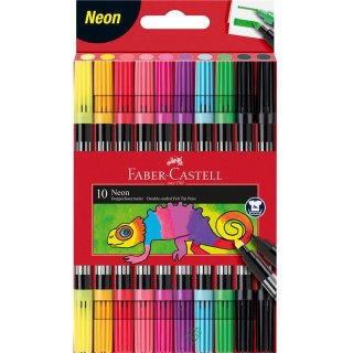 Flamastry dwustronne NEON 10 kolorów 151109 Faber-Castell