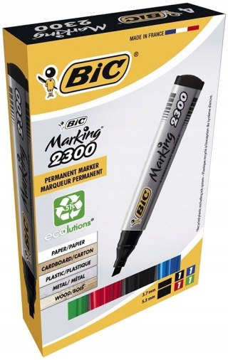 Markery permanentne BIC ECO 2300 mix 4 kolory ścięta końcówka 8209222