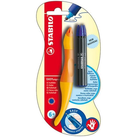 Pióro kulkowe EASY żółto-pomarańczowe 0,5mm dla praworęcznych B-36383-10 STABILO