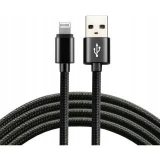 Kabel USB-A -> Lightning 0,3m 2,4A pleciony czarny EVERACTIVE (CBB-0.3IB)