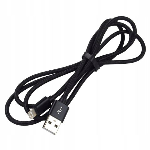 Kabel USB-A -> Lightning 1,2m 2,4A pleciony czarny EVERACTIVE (CBB-1.2IB)