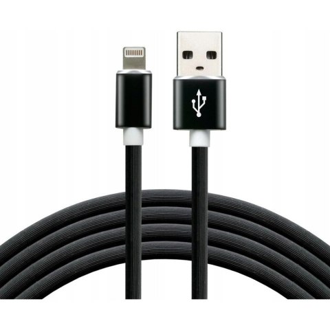 Kabel USB-A -> Lightning 1,5m 2,4A silikonowy czarny EVERACTIVE (CBS-1.5IB)