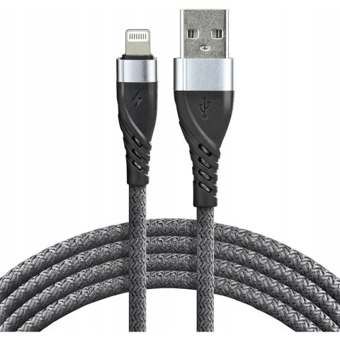 Kabel USB-A -> Lightning 1m 2,4A pleciony szary EVERACTIVE (CBB-1IG)