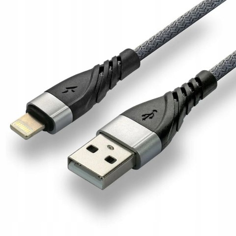 Kabel USB-A -> Lightning 1m 2,4A pleciony szary EVERACTIVE (CBB-1IG)