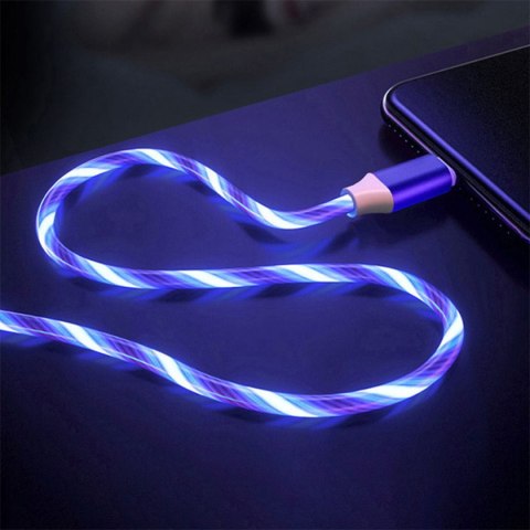 Kabel USB-A -> USB-C 1m 2A LED niebieski PLATINET (45742)