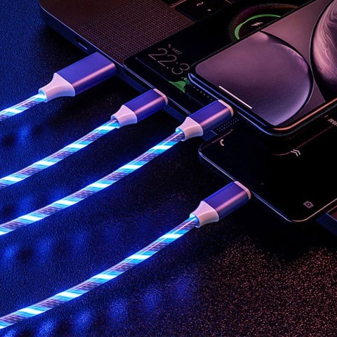 Kabel USB-A -> USB-C 1m 2A LED niebieski PLATINET (45742)