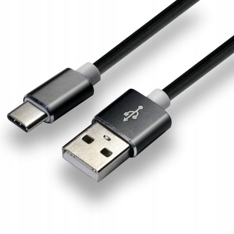 Kabel USB-A -> USB-C 1m 3A silikonowy czarny EVERACTIVE (CBS-1CB)