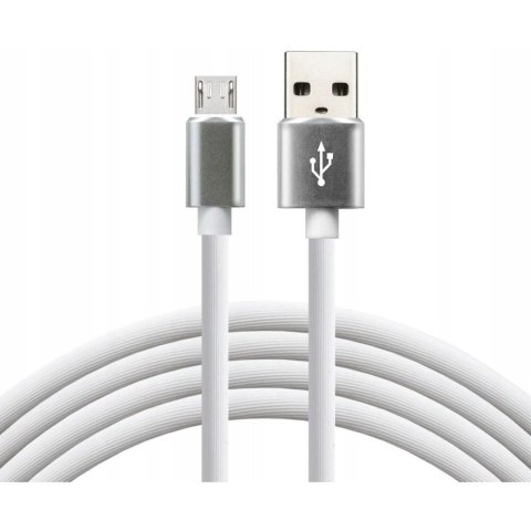 Kabel USB-A -> microUSB 1,5m 2,4A silikonowy biały EVERACTIVE (CBS-1.5MW)