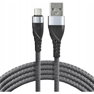 Kabel USB-A -> microUSB 1m 2,4A pleciony szary EVERACTIVE (CBB-1MG)