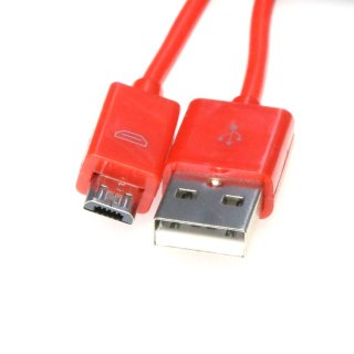 Kabel USB-A -> microUSB 1m 2A czerwony OMEGA BAJA (44342)