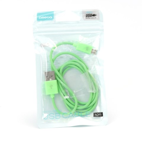 Kabel USB-A -> microUSB 1m 2A zielony OMEGA BAJA (44341)