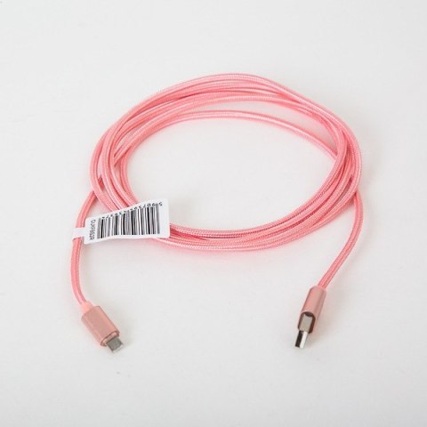 Kabel USB-A -> microUSB 1m pleciony jasny różowy OMEGA IGUANA (43934)