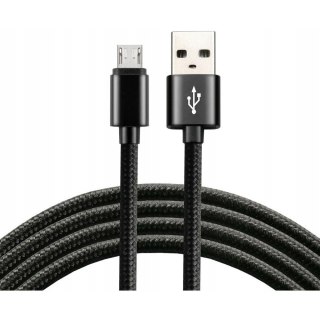 Kabel USB-A -> microUSB 2m 2,4A pleciony czarny EVERACTIVE (CBB-2MB)