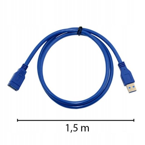 Kabel przedłużacz USB-A/M -> USB-A/F 1,5m niebieski USB 3.0 RETOO E391/USB310