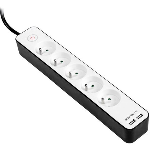 Listwa zasilająca 5g/1,5m/2USB biało-czarna Zebra mobile ready (2xUSB 2,1A) TRALIS46254 TRACER