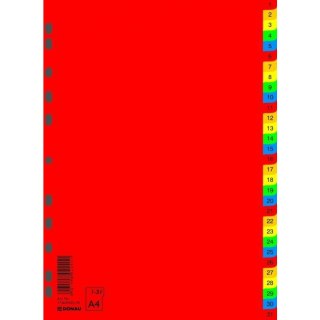 Przekładki A4 PP numeryczne 1-31kolorow 7736095 DONAU