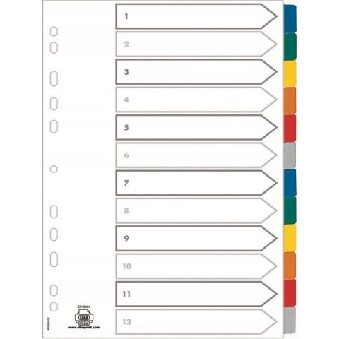 Przekładki kartonowe A4+ MYLAR 1-12 kolor ELBA 100204983